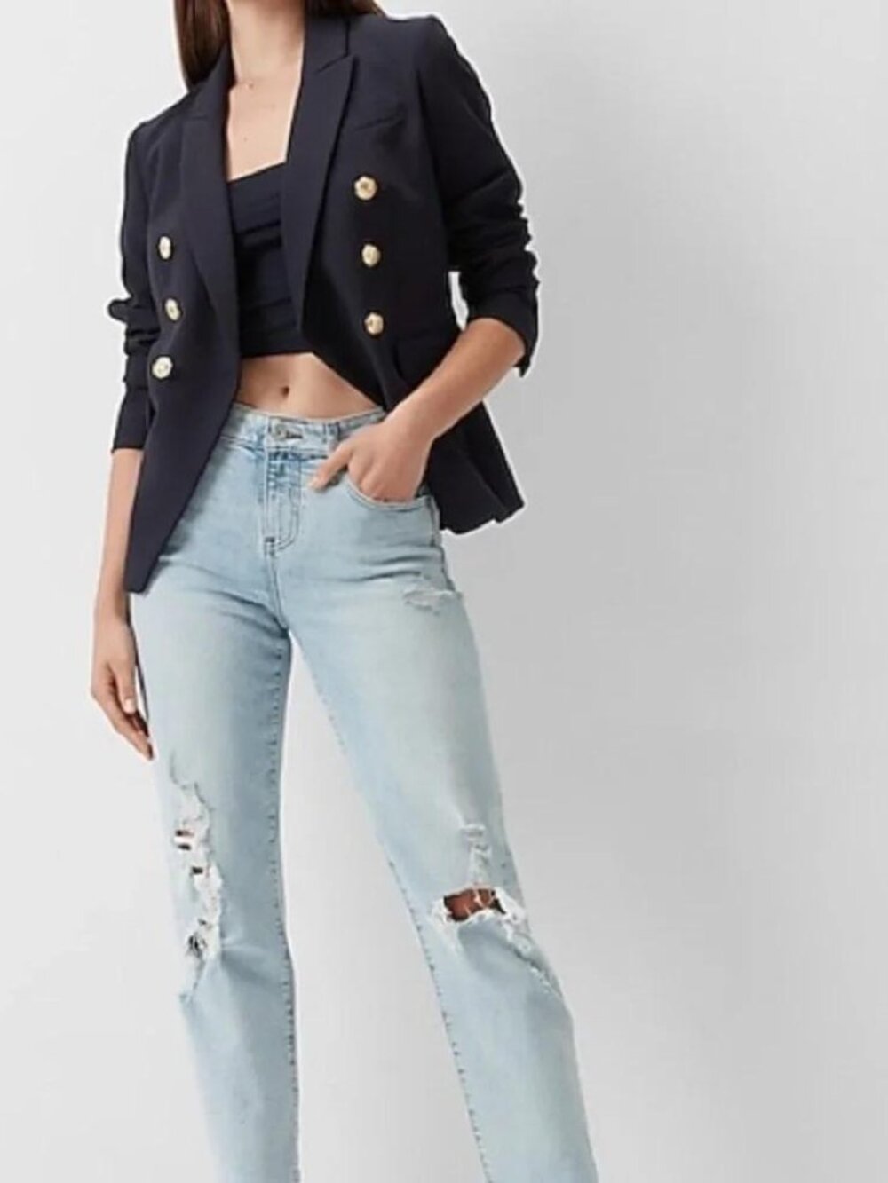 NWT! Express Super Soft Twill Women’s Double Breasted Blazer - XL Navy Blue